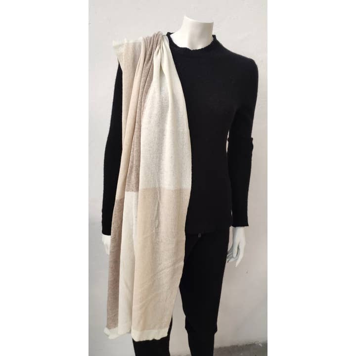 BenveCashmere - Wholesale Scarf - Women's - LARGE KNITTED SCARF PLAID INLAY ONE SIZE2