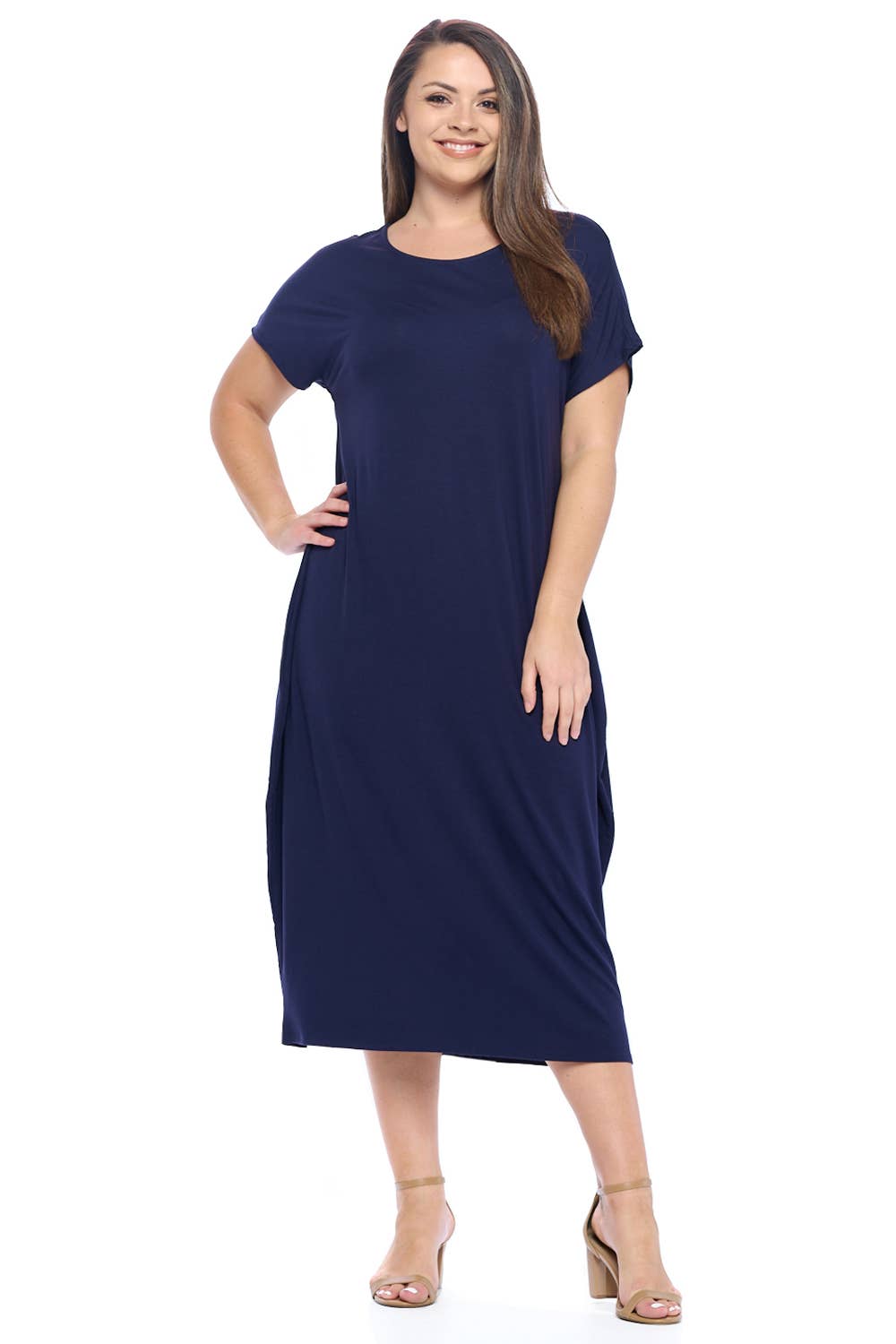 Allium - Wholesale Dress - Women's - Plus Size Cocoon Maxi Dress with Dolman Sleeves8