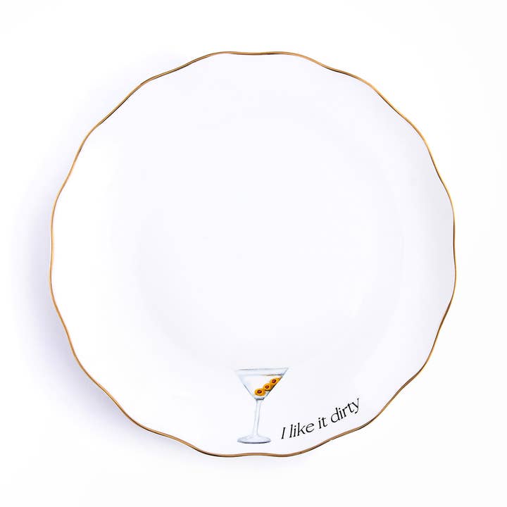 Godinger - Wholesale Appetizer Serveware - Set of Four Dirty Martini Cocktail Appetizer Plate