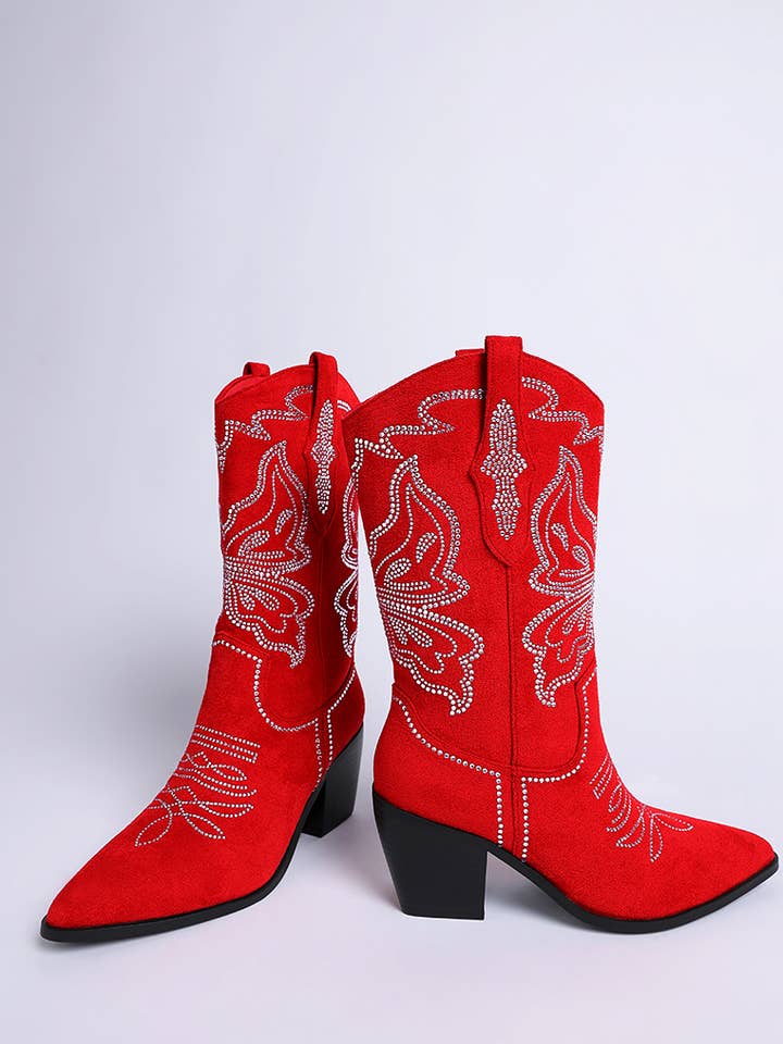 Latafa Rhinestones Embellished Cowboy Boots for wholesale by Rag Company
