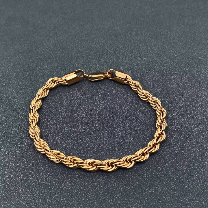 Mio Queena - Wholesale Link & Chain Bracelet - 18K Gold-plated Twist Chain Stainless Steel Bracelet - MJ/BC8