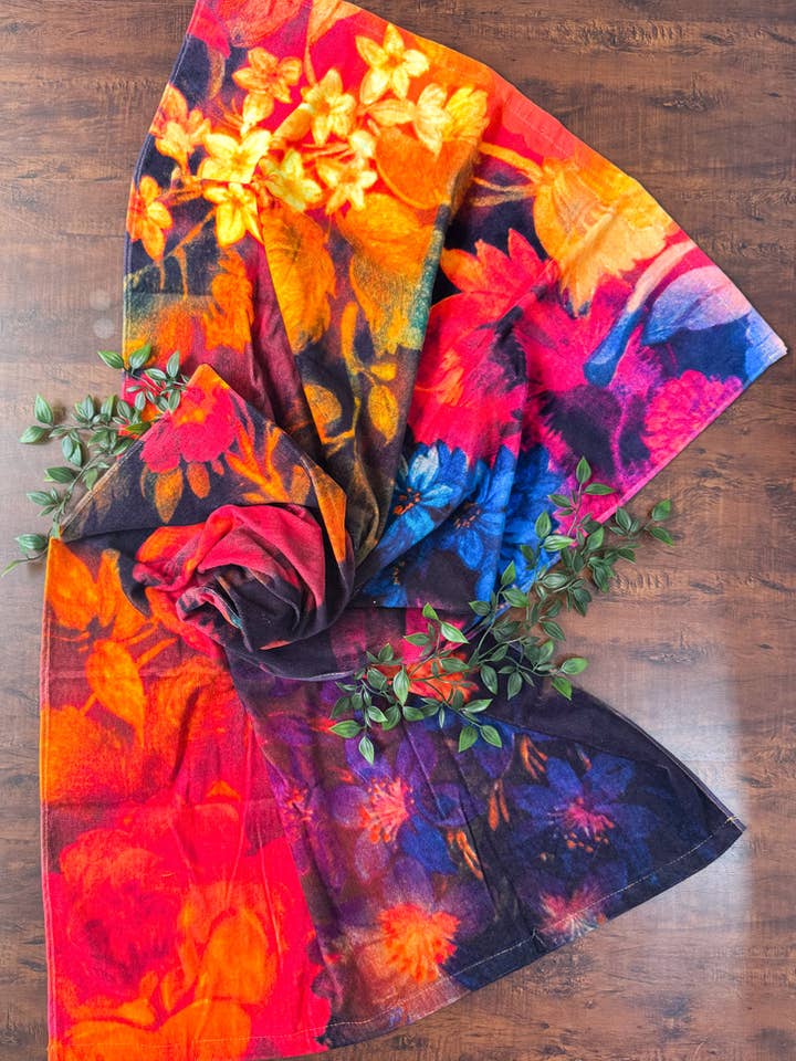 Dark Floral Pool Towel for wholesale by The House Of Gentry