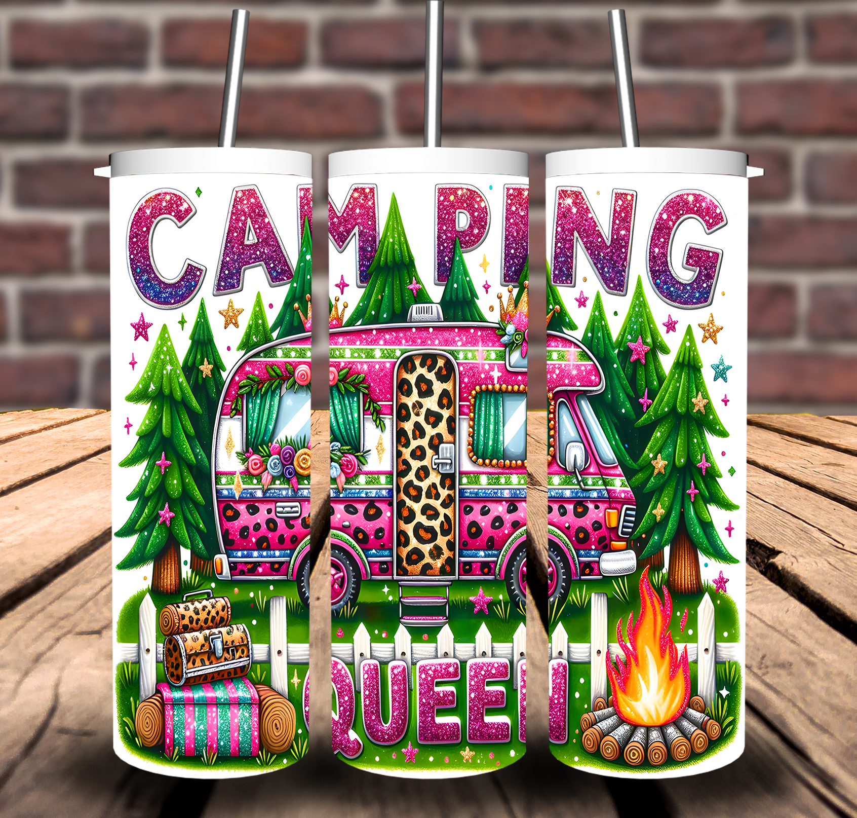 Sweet Tees – wholesale Insulated mug/tumbler – Camping Queen Glitter Tumbler 20oz 30oz0