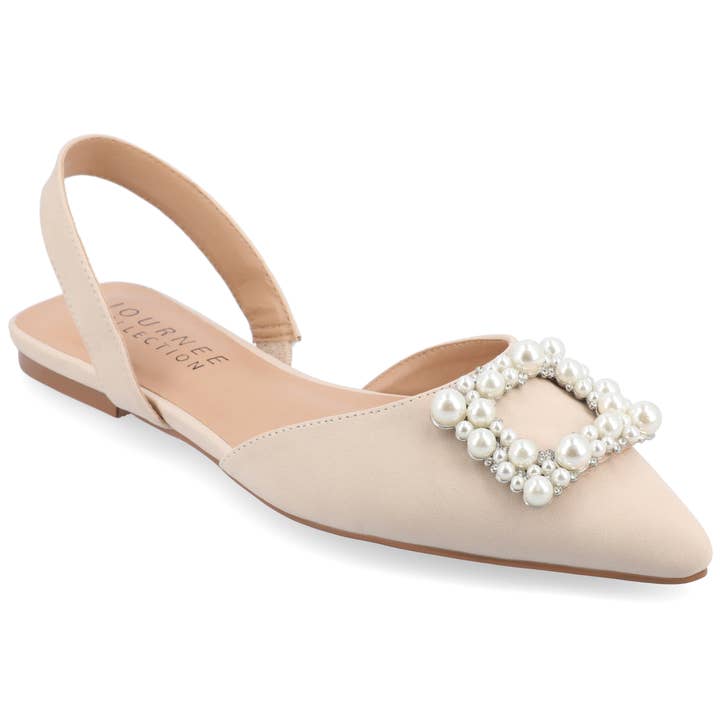 Journee - Wholesale Flats - Women's - Hannae Slingback Flats In Faux Raffla