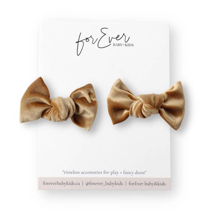 Conjunto de coletas anudadas de terciopelo champán para venta al por mayor de forEver baby+kids