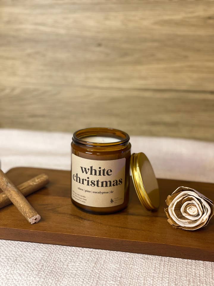 White Christmas - 100% Soy Wax Christmas Candle for wholesale by Sage Candle Co.