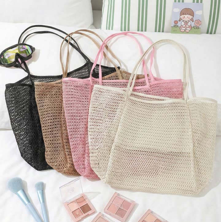 Tickled Teal - Wholesale Beach Bag - Open Weave Beach Tote Bag6