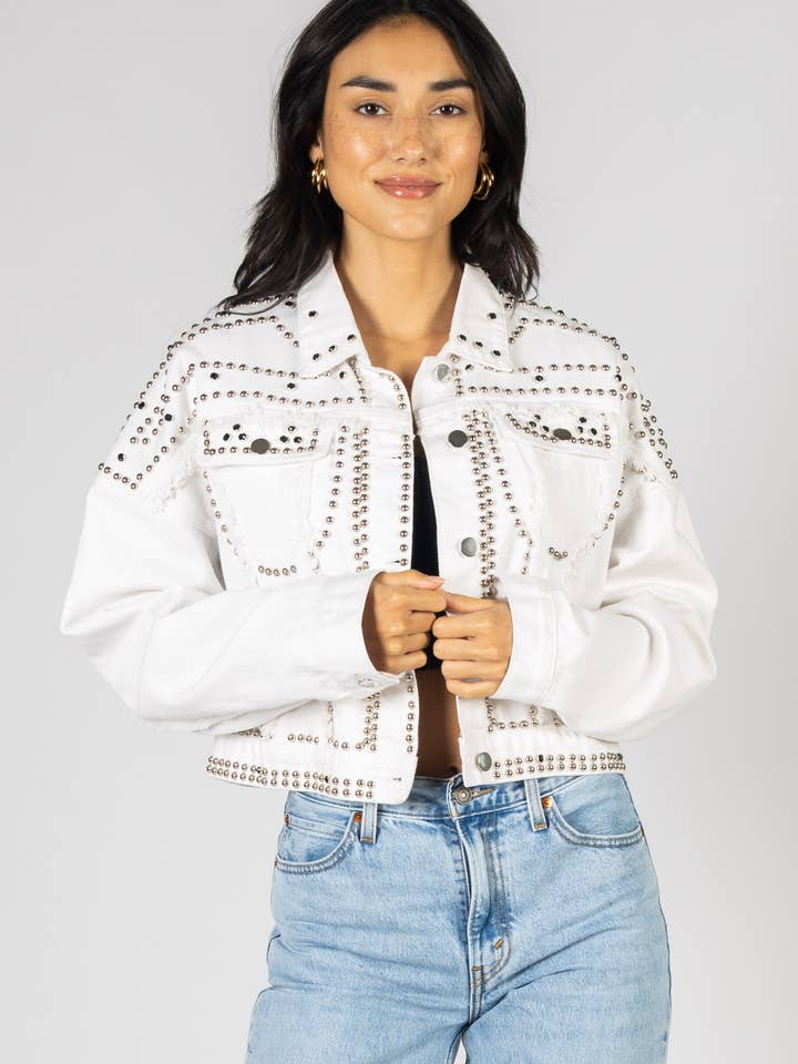 Studded Oversized Denim Jacket for wholesale by Before You Collection