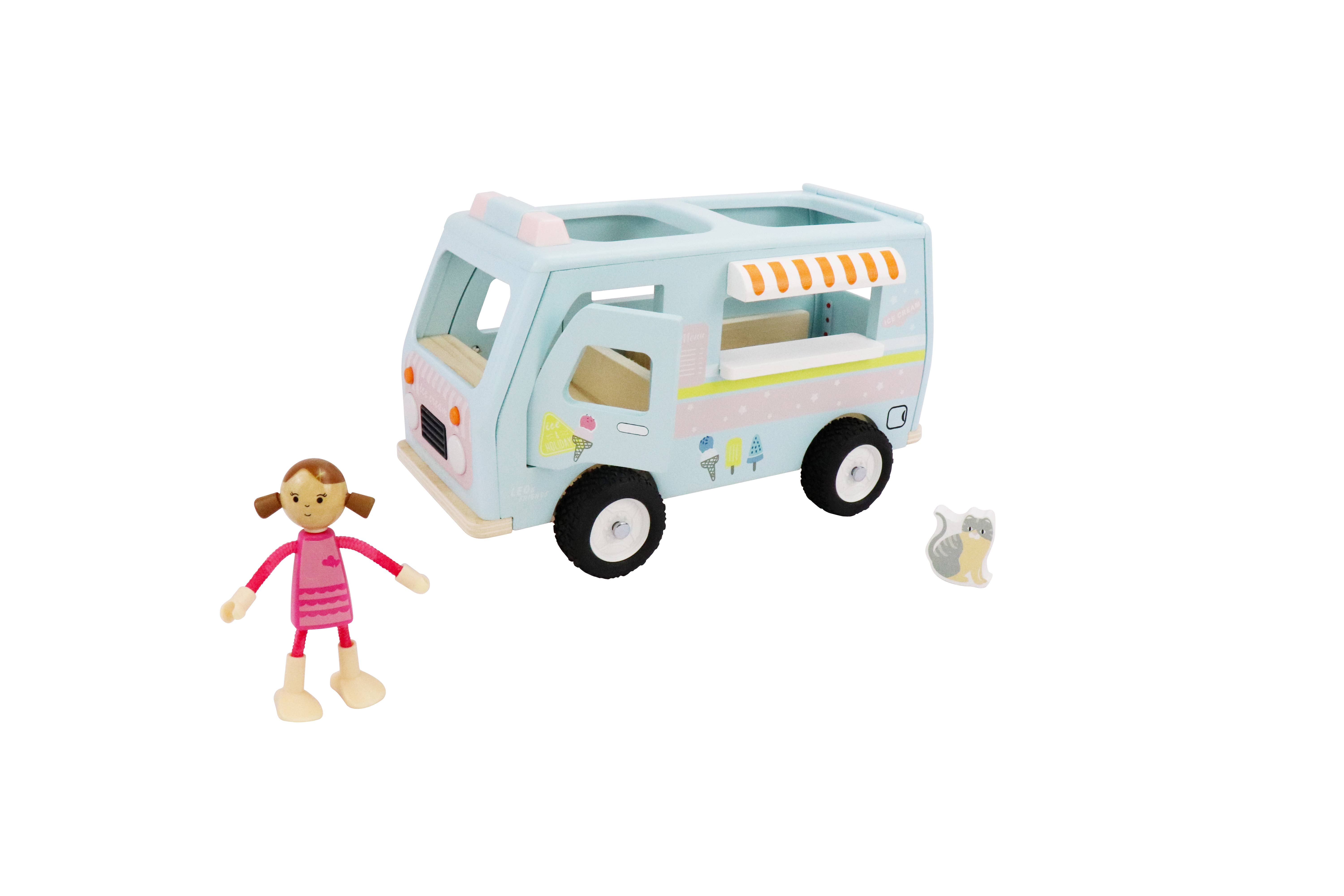 Leo & Friends - Wholesale Toy Set - Kids - L&F Wooden Ice Cream Van, 3-Piece Set1