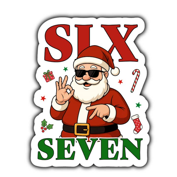 Seis sete autocolante do Pai Natal (branco) por atacado de Stick to it creations