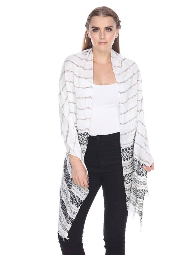 Striped Scarf KXY002-Gray for wholesale by Rising International Inc