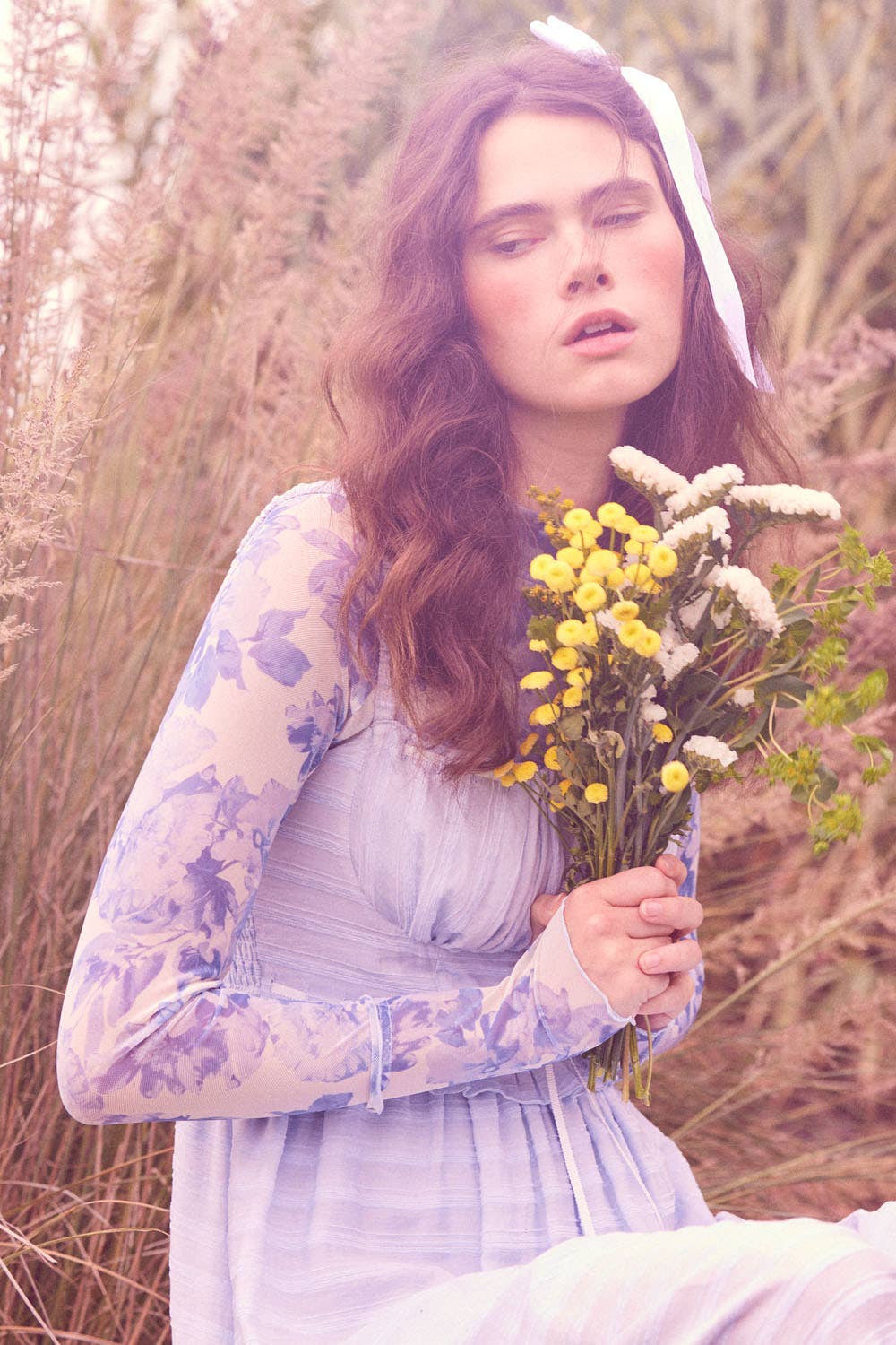 Promesa USA - Wholesale Blouse - Women's - Floral Mesh Mock-Neck Thumbhole Top1