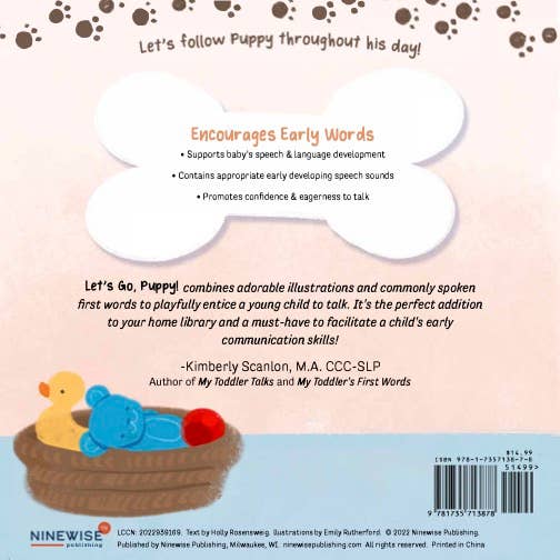 Ninewise Publishing – wholesale Baby and toddler book (0–2) – Let's Go, Puppy - Encourages Baby's Early Words3