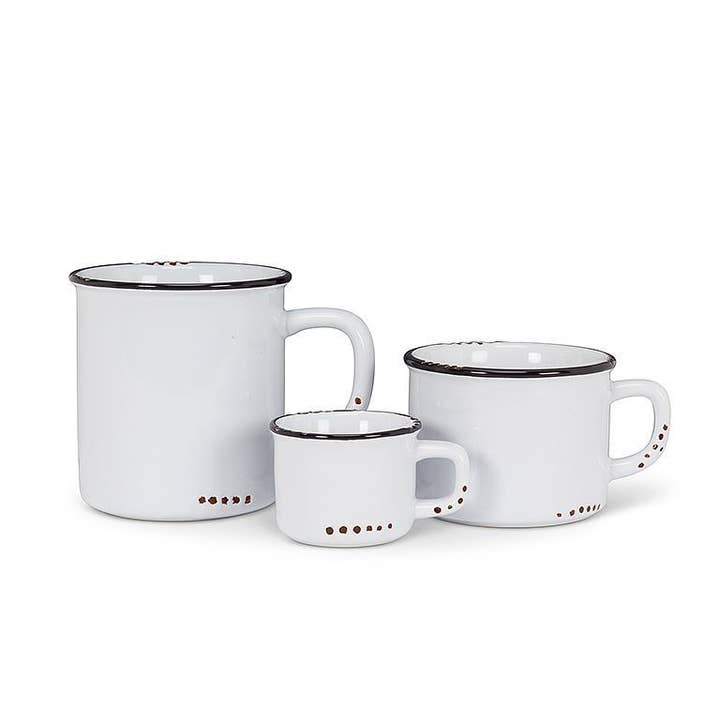 Abbott - Wholesale Coffee Mug - Enamel Look Mug-White-4"H(14oz)-1039
