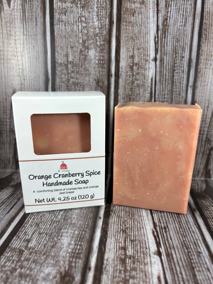 Orange Cranberry Spice Handmade Soap for wholesale by B&T Farms Soap Company LLC