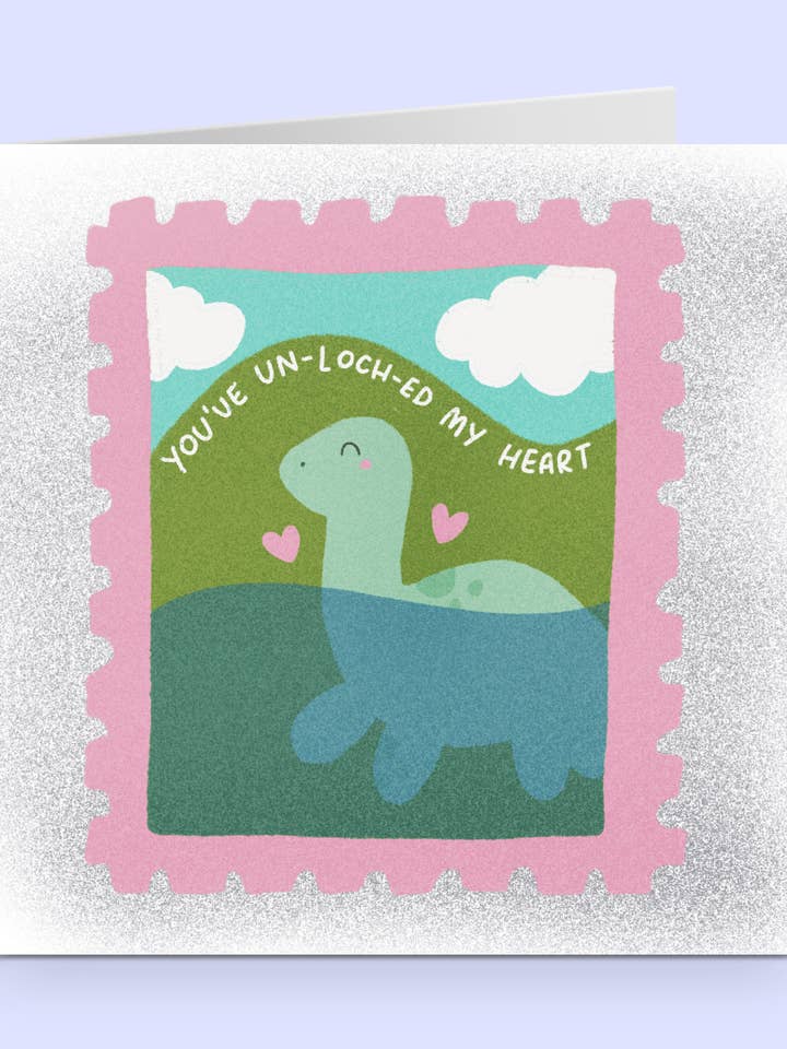 YOU'VE UN-LOCH-ED MY HEART Square Greeting Card for wholesale by Two Brides Presents