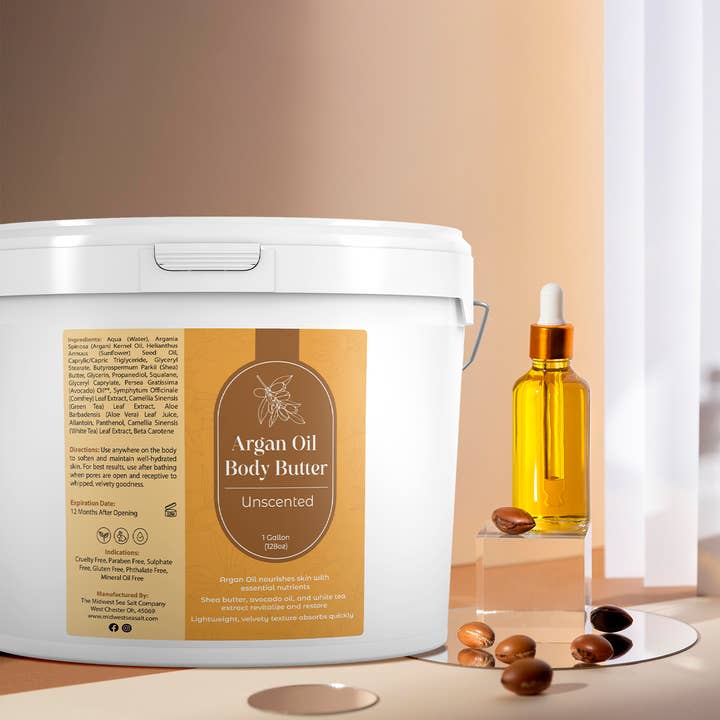 The Midwest Sea Salt Company - Wholesale Body balm/butter - Unscented Argan Oil Body Butter - 1 Gallon4
