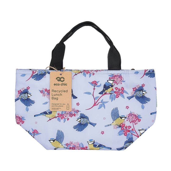 Eco Chic Lightweight Foldable Lunch Bag Blue Tits for wholesale by Eco Chic