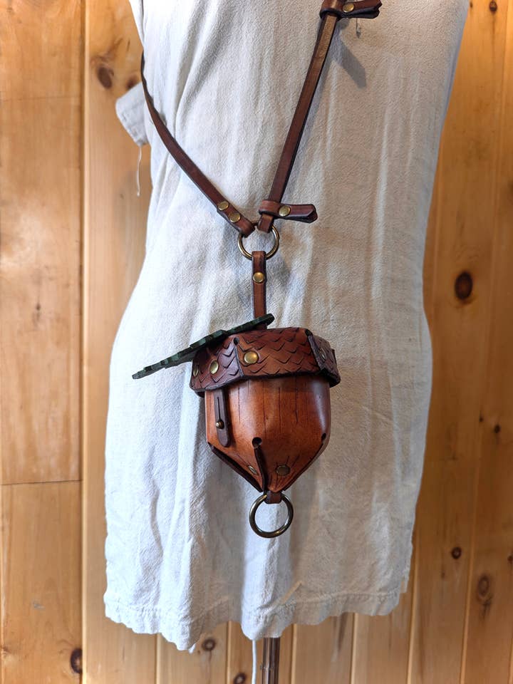 Leather Acorn Crossbody Shoulder Bag - Customizable for wholesale by Frost & Ember Creations, LLC
