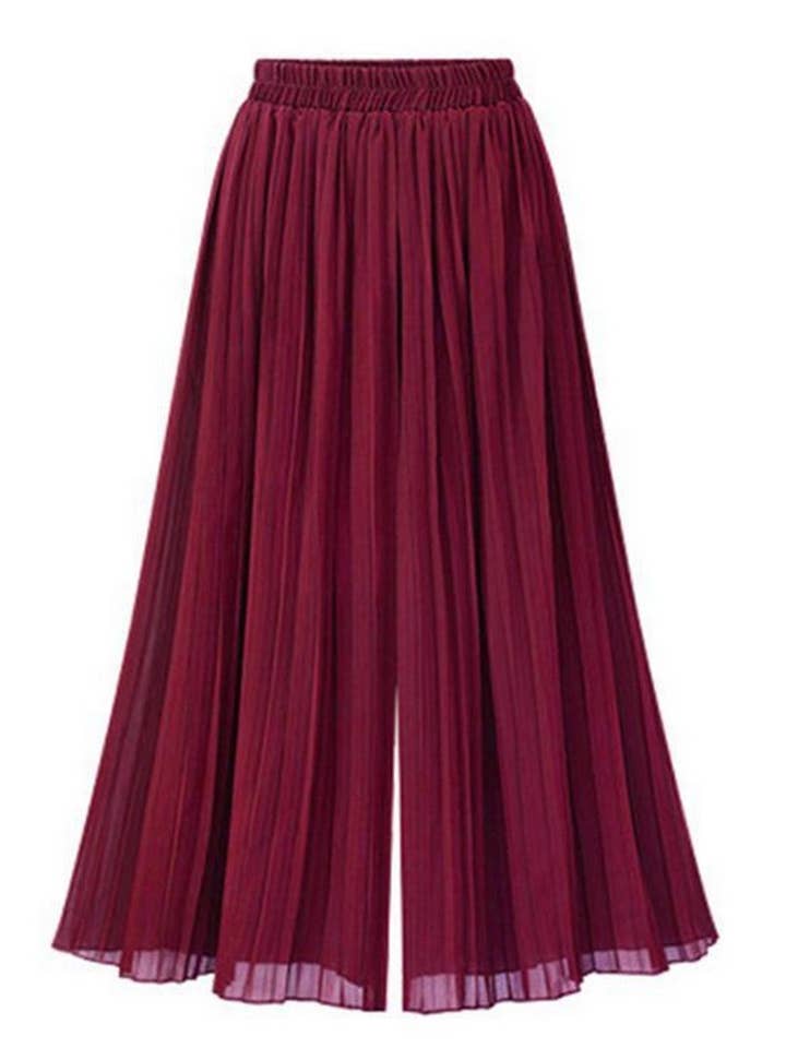 NINEXIS - Wholesale Pants - Women's - CWBLP1549_HIGH-WAISTED CHIFFON PLEATED WIDE-LEG PANTS
