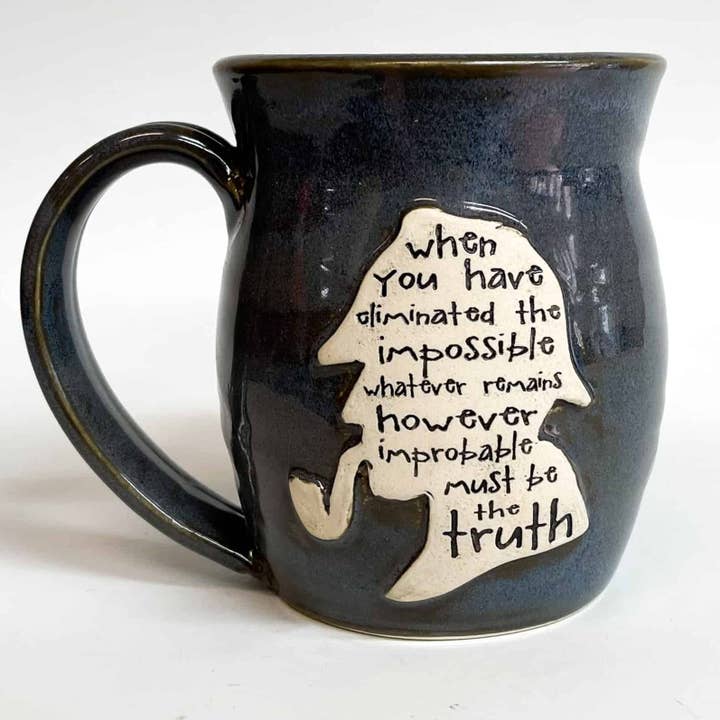Sherlock Quote 20oz Handmade Ceramic Mug for wholesale by Pawley Studios Ceramics