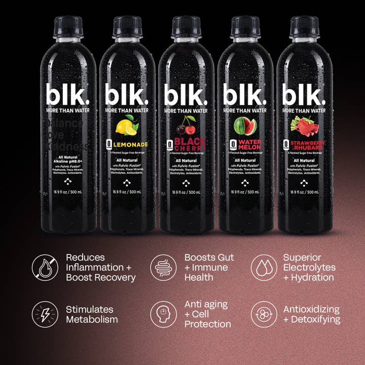 blk. water - Wholesale Flavored/Infused Water (Non-Carbonated) - blk. Water Strawberry Rhubarb, 1 Liter 12 Pack, Bottles