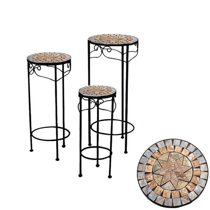 Multicolor Mosaic Metal Column Urbino 1-3 Round Mosaic CM Ø30h68 for wholesale on Faire1