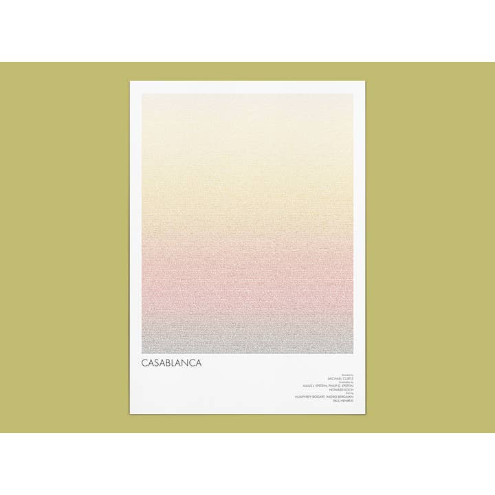 Casablanca Screenplay Art Print Typographic Wall Decor for wholesale by Fade Out Prints