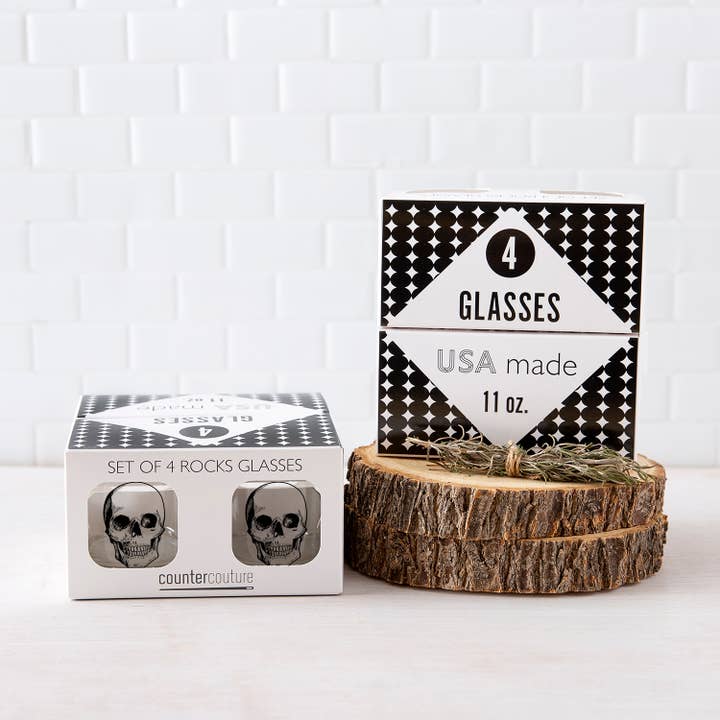 Counter Couture – Engroshandel Cocktail-/likørglas – Skull Rocks Glas | Sort Kranie | Whiskyglas