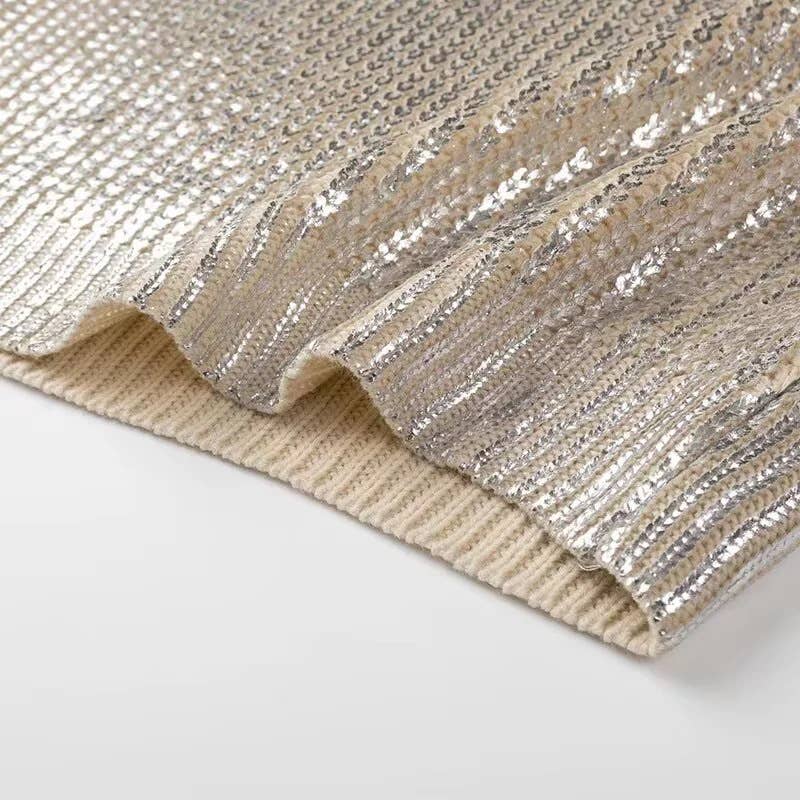 Silvery Shiny Retro Luxury Metallic Pullover Sweater for wholesale on Faire5