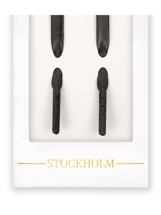 The Shoelace Brand - Wholesale Shoelaces - Men's - Mr. Bond – Sleek Black Faux Leather Shoelaces