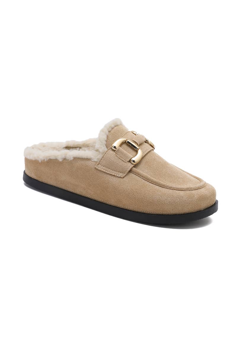 Joia Paris - Vente Chaussons – unisexe - Mules fourrées avec boucle métal H8-976C18