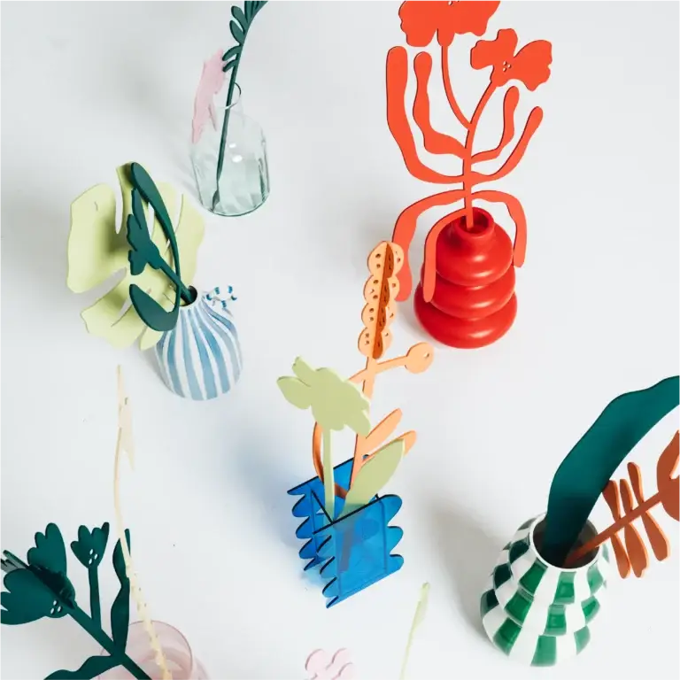 milin – wholesale Dekorativ statyett – TULIP Grön träblomma vardagsrumsdekoration modern inredning4