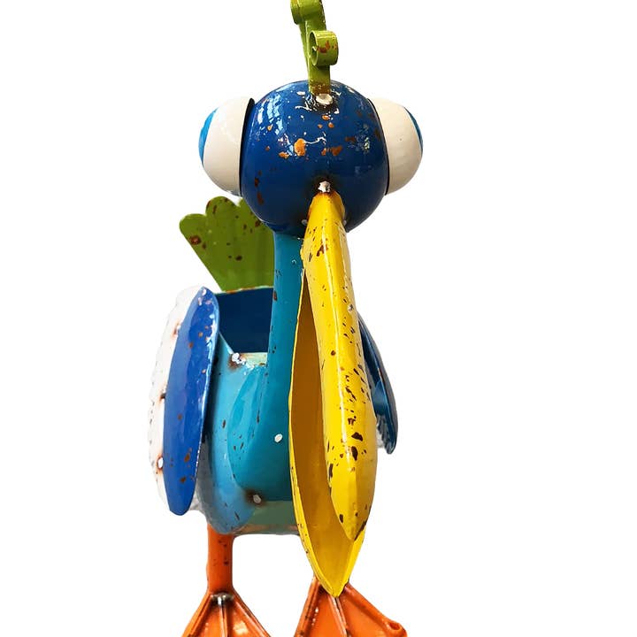 Continental Art Center - Wholesale Plant Pot - Painted and Enameled Metal Blue Pelican Planter