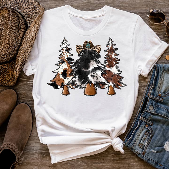 Western Cowhide Tree Graphic T-Shirt for wholesale by Shells Primitives/No Place Like Home