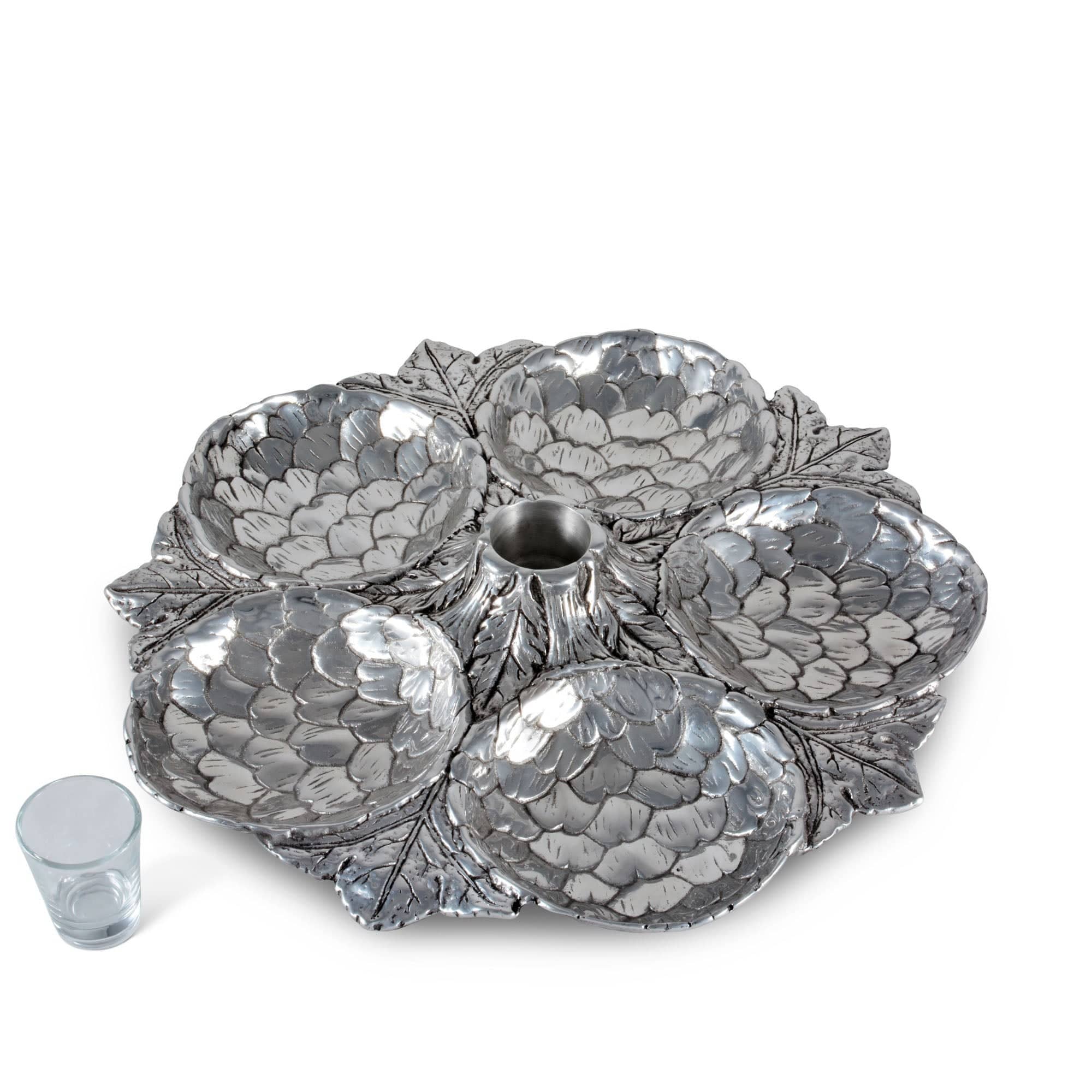 Arthur Court – wholesale Serving tray – Artichoke 5 Section Snack Tray1