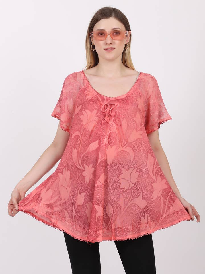 Haut T-shirt décontracté d'été à imprimé floral pour femmes pour la vente par Wevez