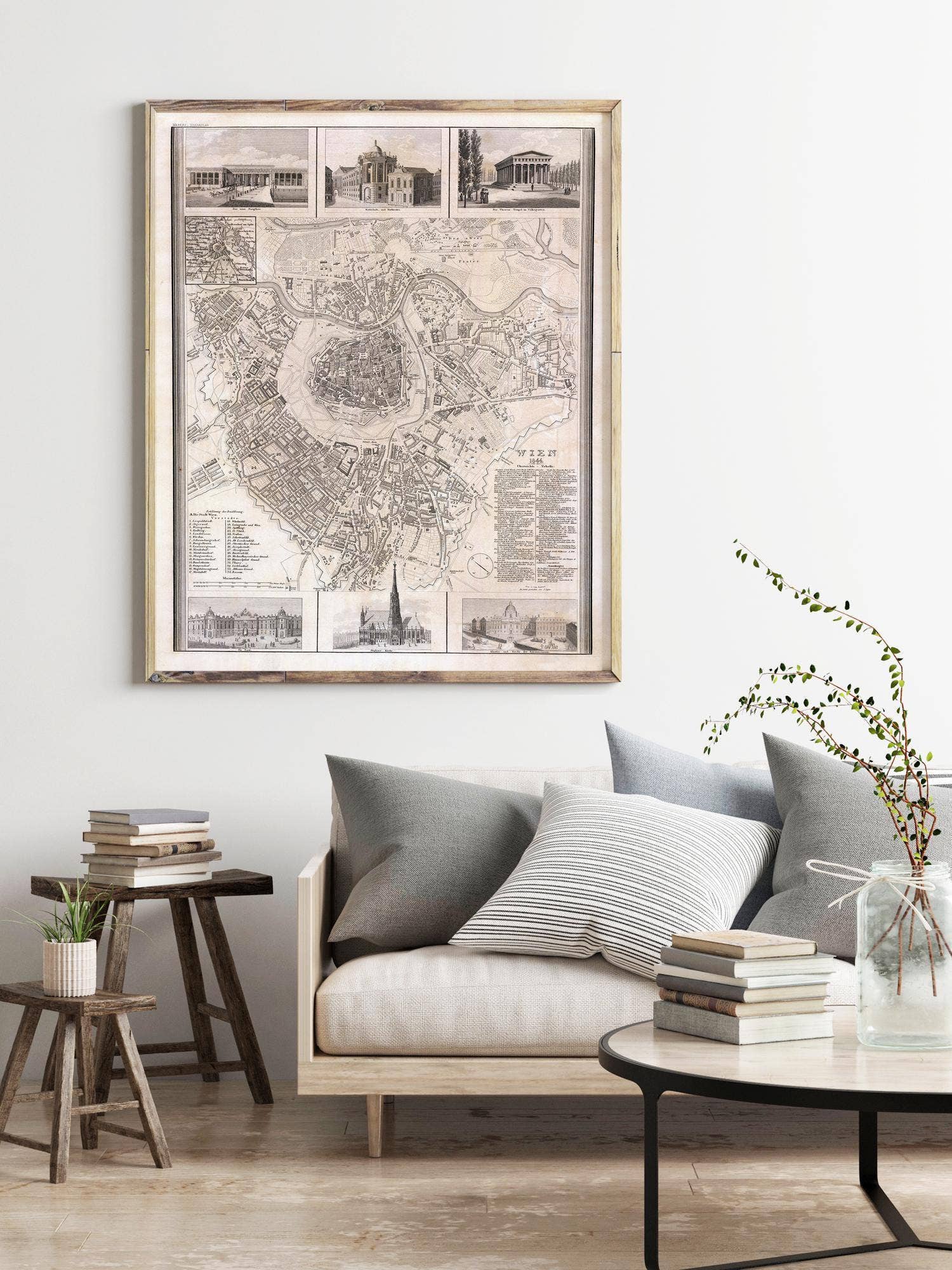 OldCityPrints - Old Maps and Posters - Wholesale Art Print - Old Map of Vienna Wien with engravings Austria 1844 Vintage Map | Vintage Map Wall Art Print3