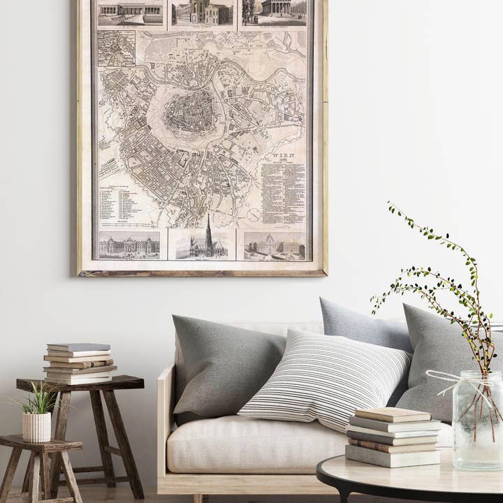 OldCityPrints - Old Maps and Posters - Wholesale Art Print - Old Map of Vienna Wien with engravings Austria 1844 Vintage Map | Vintage Map Wall Art Print3