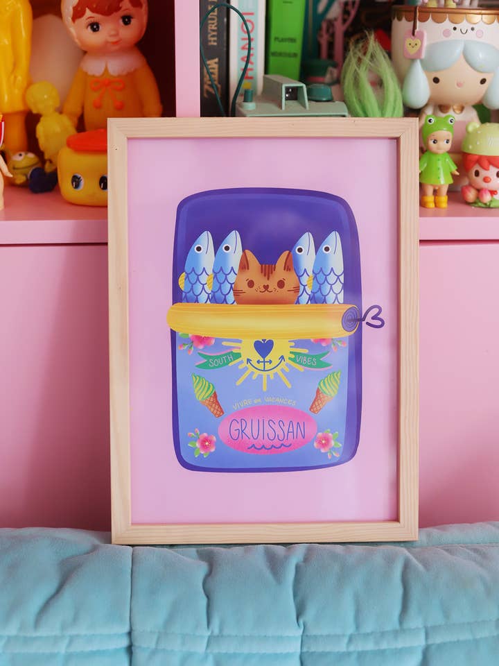 A4 Poster Kitten Sardine Can for wholesale by Poulette Magique