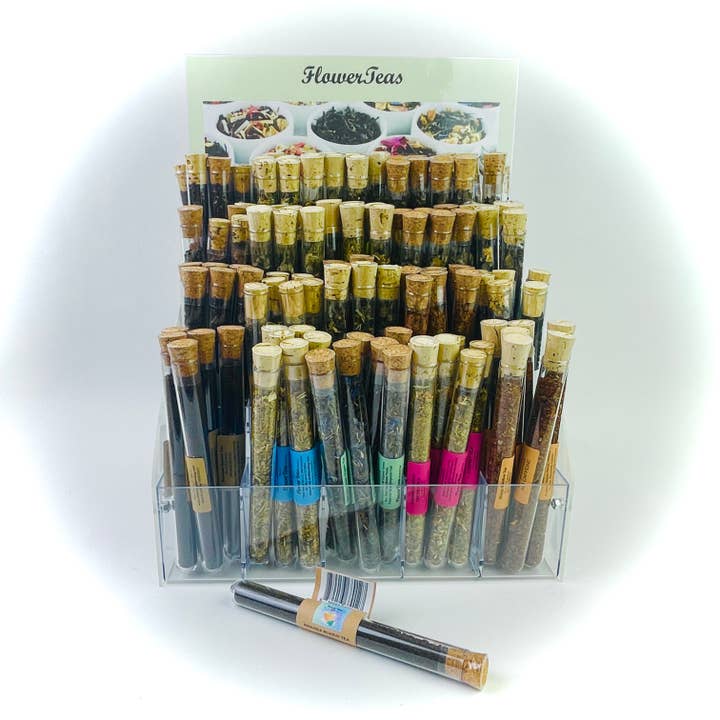 FlowerTeas - Wholesale Retailer Display - Food & Drink - Free Display Rack with Assorted Loose Leaf Tea in Test Tubes1