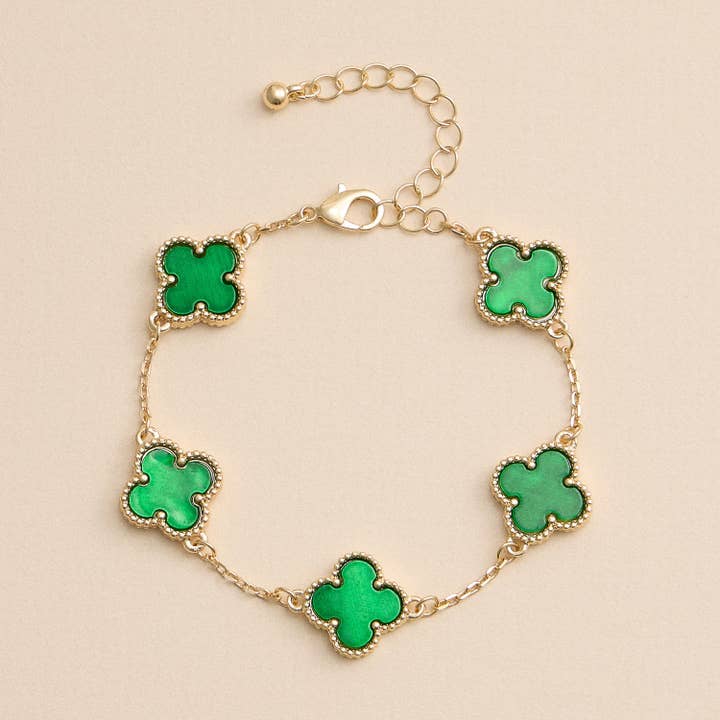 Frem - Wholesale Charm/Dangle Bracelet - Multi Floral Shape Charm Bracelet in Shell