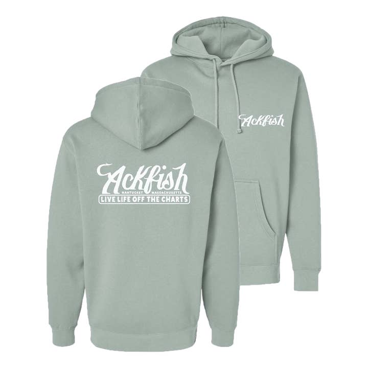 Hooked Medium Weight Hoodie - Sage for wholesale by AckFish Outfitters