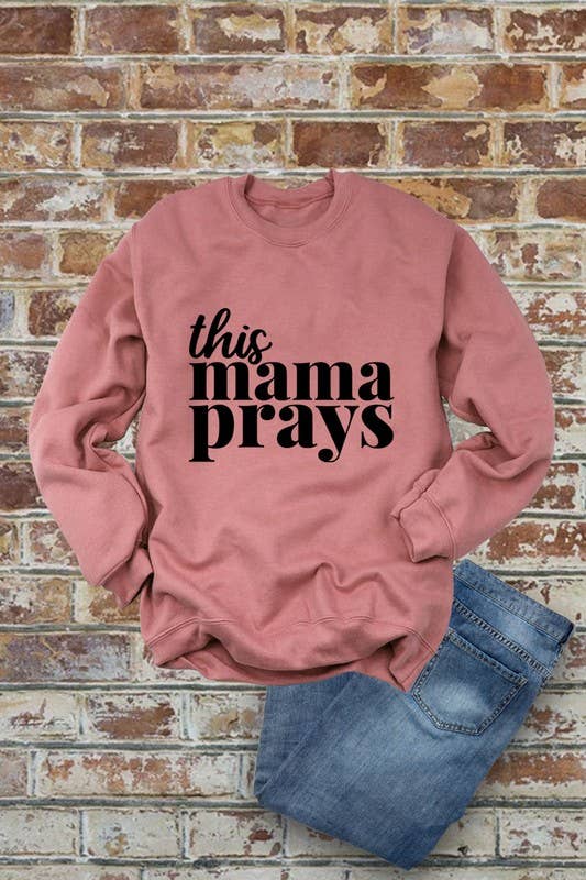 Top Avenue – Camisola gráfica - Mulher por atacado – Este camisola Mama Prays, Christian, Unissexo Gola Crewneck5