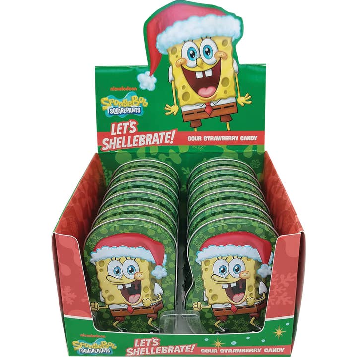 SpongeBob Let's Shellebrate Sour Strawberry Tin for wholesale by Cow Crack Wholesale