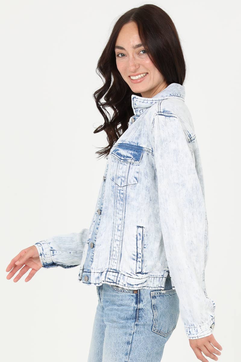 ANGIE - Vente Veste en jean – femme - VESTE EN TENCEL SJB06-ASIS ACID WASH5