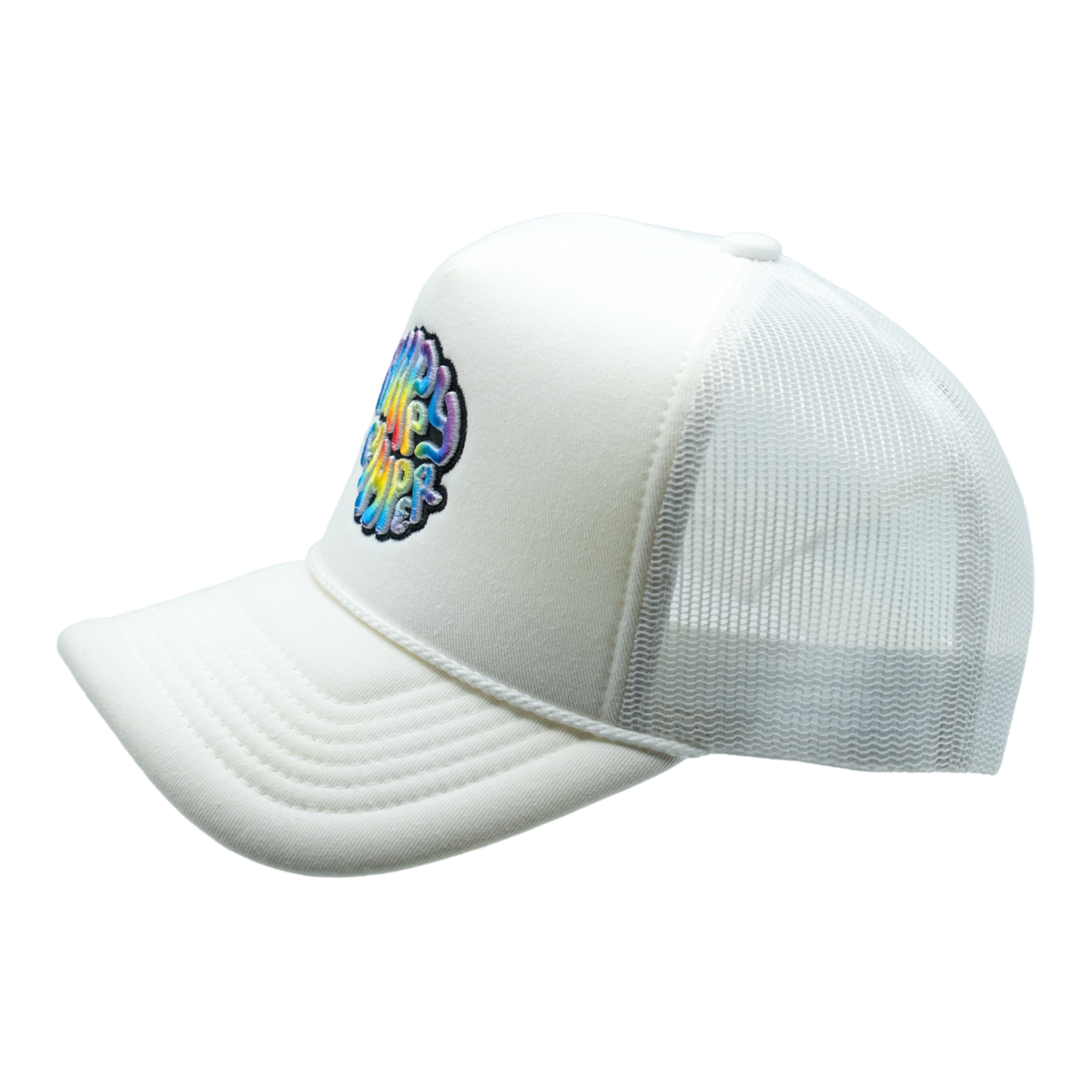 Nebiva - Wholesale Trucker Hat - Unisex - Happy Camper Tye Dye Foam Trucker Hat (White)2