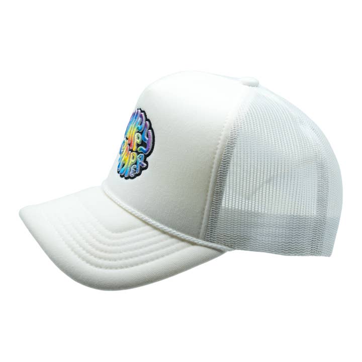 Nebiva - Wholesale Trucker Hat - Unisex - Happy Camper Tye Dye Foam Trucker Hat (White)2