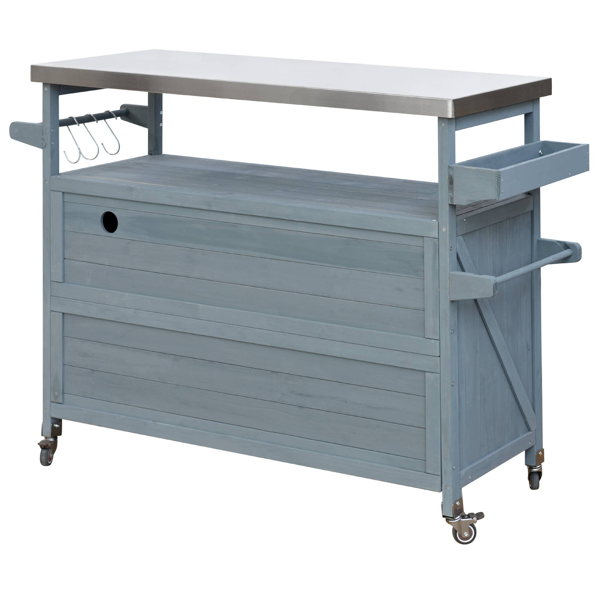 39F Inc. - Wholesale Outdoor Ornament/Decor - Outdoor Kitchen Island,Farmhouse Solid Wood Rolling Cart40