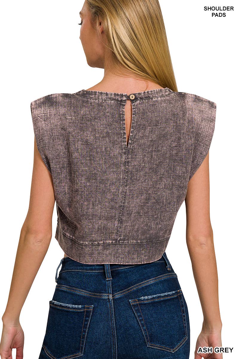 42POPS - Wholesale Gebreide top - Dames - ",..Zuurgewassen Zij Knopen Spier Crop Top2